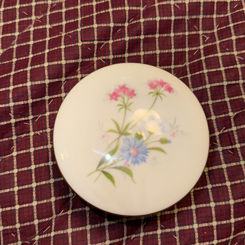 Staffordshire England wild flowers trinket box
